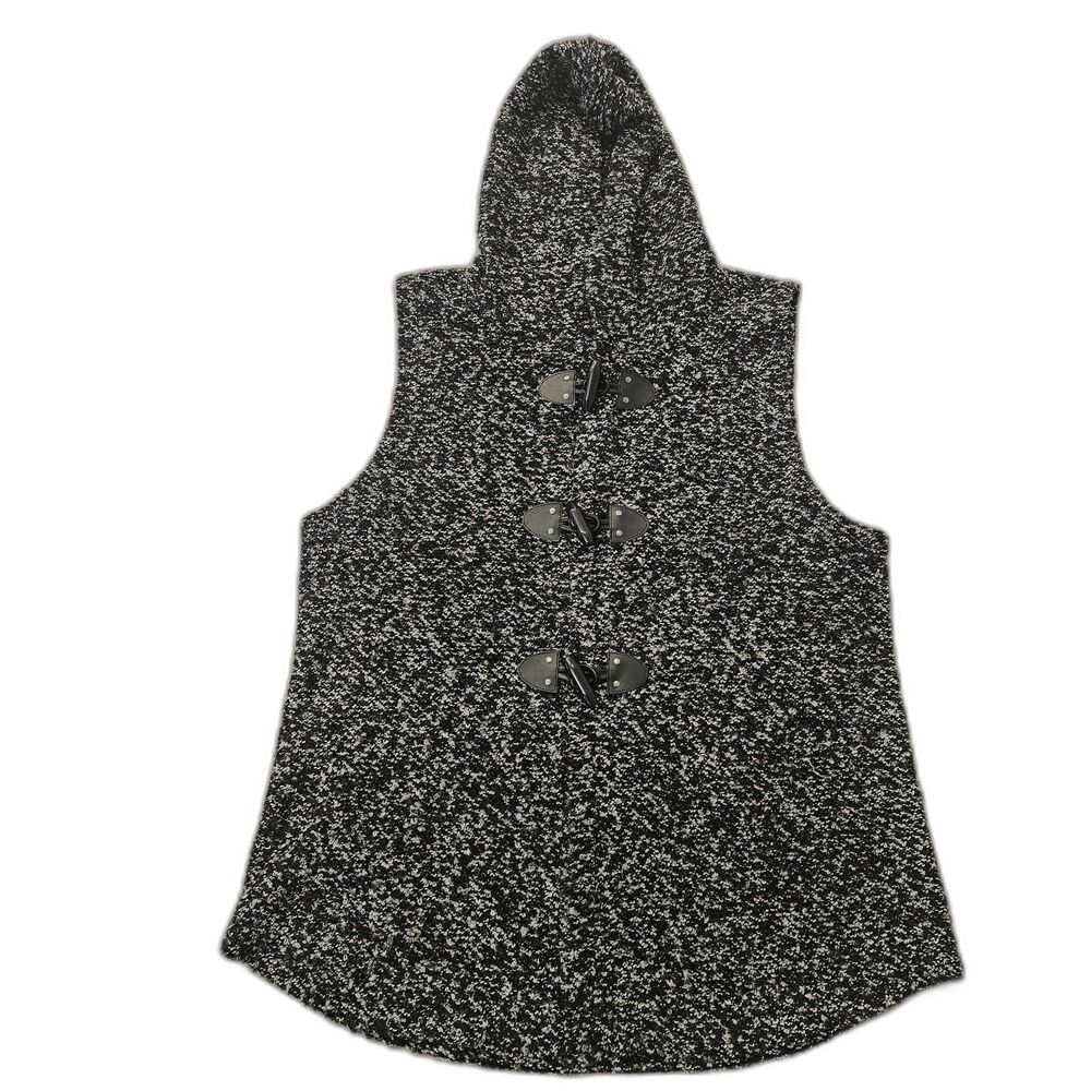 Peck & Peck Boucle Sleeveless Vest with Hood Toggle Buttons Women Sz XL